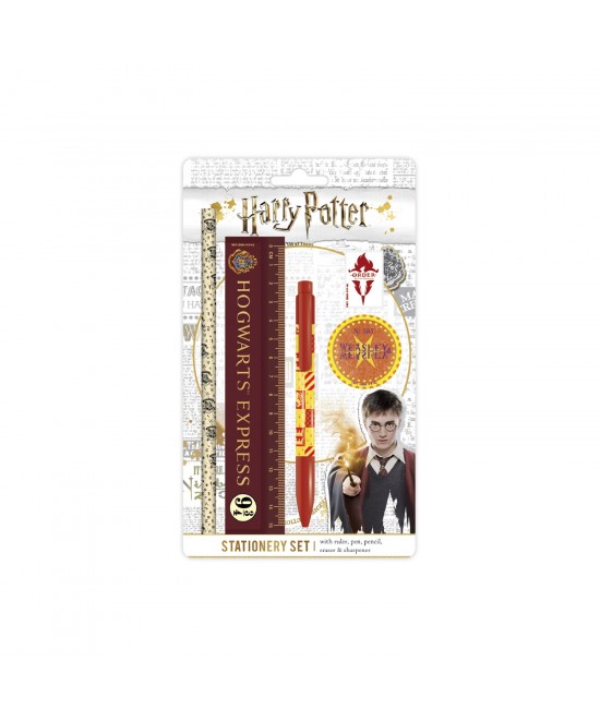 Σετ Γραφικής Ύλης Harry Potter Με Χάρακα Στυλό Μολύβι Γόμα Και Ξύστρα