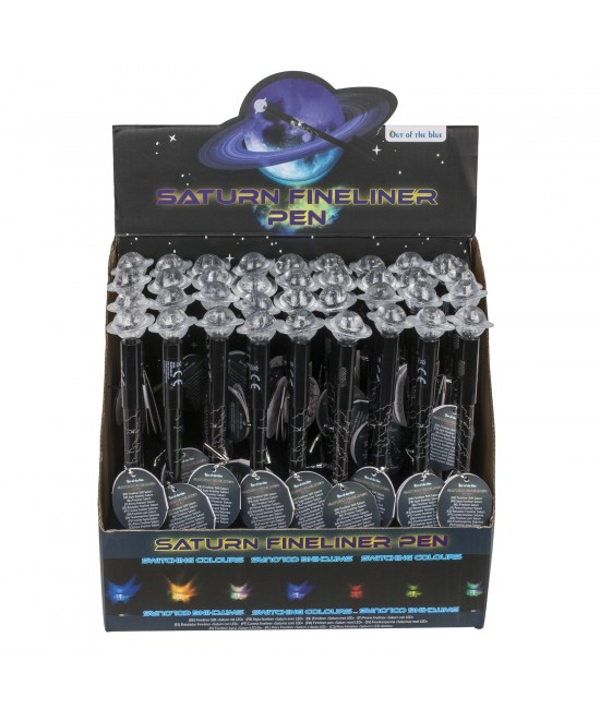 Στυλό Fineliner Με Λαμπάκι LED Πλανήτης Ποσειδώνας Μπαταρίας Μαύρο Πλαστικό 21cm