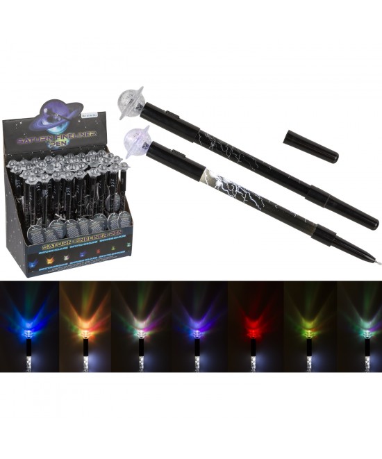 Στυλό Fineliner Με Λαμπάκι LED Πλανήτης Ποσειδώνας Μπαταρίας Μαύρο Πλαστικό 21cm