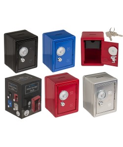 Κουμπαράς Χρηματοκιβώτιο Με Συνδυασμό Και Κλειδαριά Μέταλλο 16x11.5x10cm Σε 4 Χρώματα
