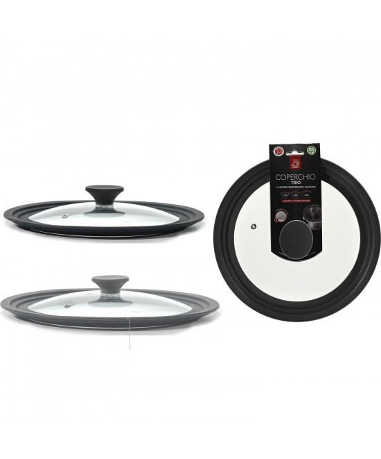 Καπάκι Διάφανο/Μαύρο Γυαλί/Σιλικόνη 24/26/28cm 2Τμχ