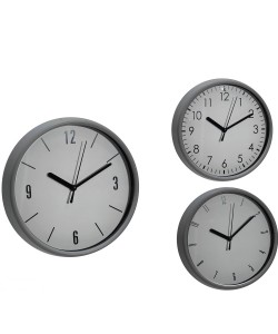 Ρολόι Τοίχου Γκρι/Πλαστικό Φ20cm Σε 3 Σχέδια