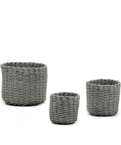 Σετ Καλάθια Στρογγυλά Γκρι Χαρτόσχοινο 17.5x15x12.5CM 3Τμχ Σετ Καλάθια Στρογγυλά Γκρι Χαρτόσχοινο 17.5x15x12.5CM 3Τμχ