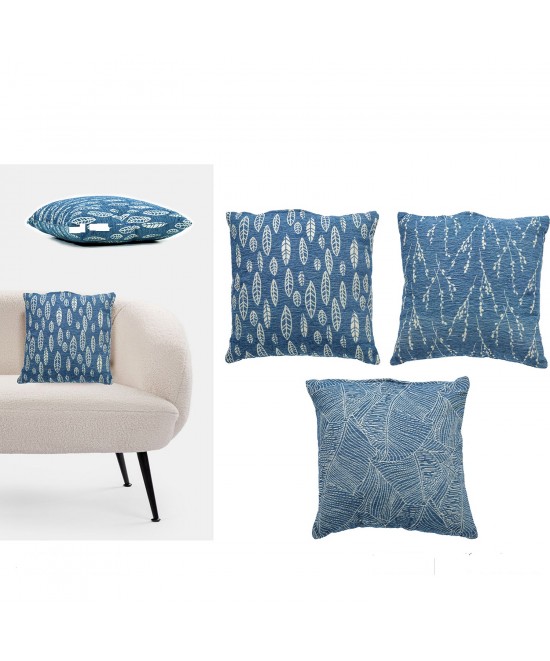Μαξιλάρι Jacquard Μπλε/Λευκό 100% πολυεστέρας 45x45cm Σε 3 Σχέδια Μαξιλάρι Jacquard Μπλε/Λευκό 100% πολυεστέρας 45x45cm Σε 3 Σχέδια