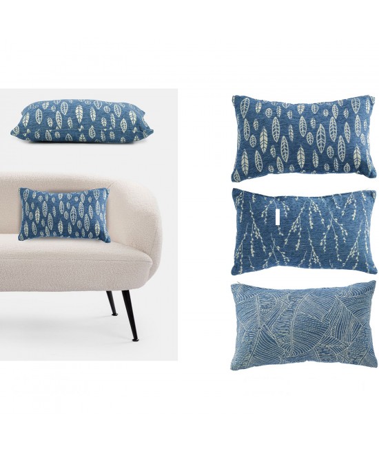 Μαξιλάρι Jacquard Μπλε/Λευκό 100% Πολυεστέρας 30x50cm Σε 3 Σχέδια