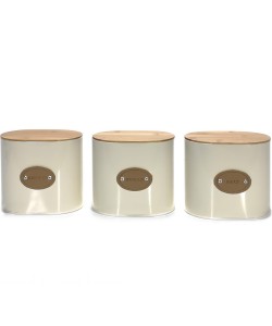 Δοχείο λευκό/ξύλινο 15x11x13cm 3Τμχ Σε 3 Σχέδια
