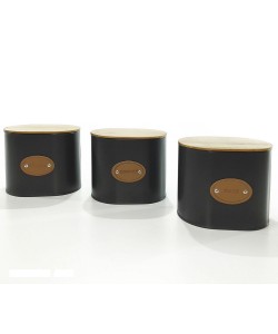 Δοχεία μαύρο/γκρι μέταλλο/ξύλο 15x11x13cm Σε 3 Σχέδια