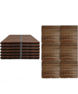 Σετ 6 Πλακίδια Καφέ Ακακία/Πλαστικό 30x30x1.9cm