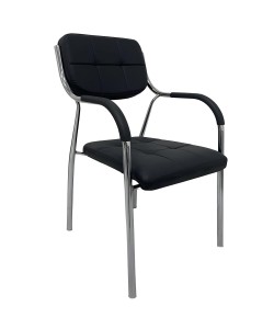Καρέκλα Επισκέπτη GUESTEASE Μαύρο/Χρώμιο PU/Μέταλλο 48x41x87cm