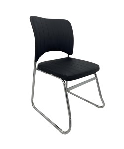 Καρέκλα Επισκέπτη COMFORTHUB Μαύρο/Χρώμιο PU/Μέταλλο 43x42x78cm