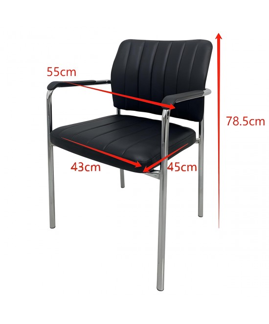 Καρέκλα Επισκέπτη PROGUEST Μαύρο/Χρώμιο PU/Μέταλλο 45x43x78.5cm