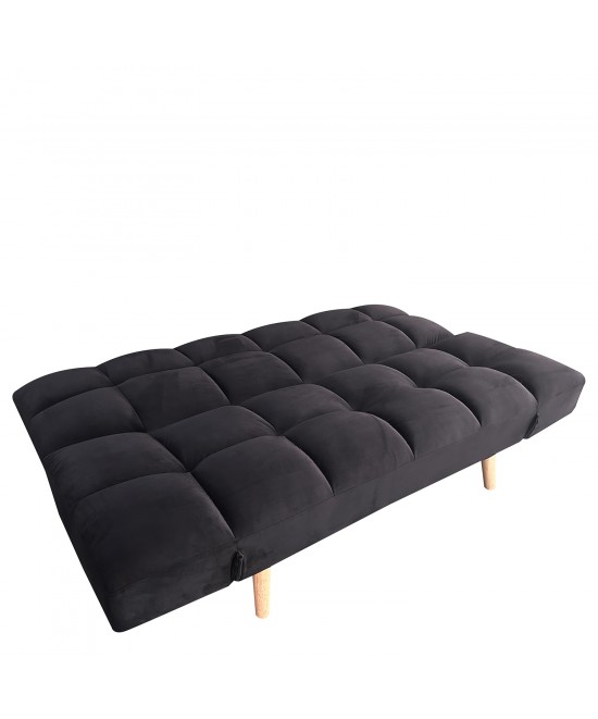 Καναπές Κρεβάτι Τριθέσιος ArteLibre ELVINA Μαύρο Ύφασμα 182x82x88cm