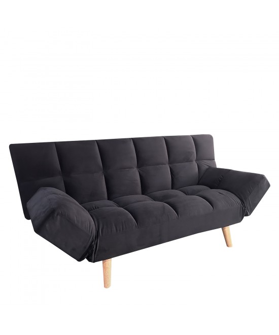 Καναπές Κρεβάτι Τριθέσιος ArteLibre ELVINA Μαύρο Ύφασμα 182x82x88cm