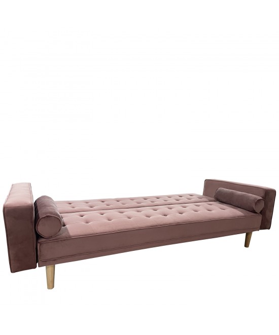 Καναπές Κρεβάτι Τριθέσιος ArteLibre AUBREY Σάπιο Μήλο Ύφασμα 224x88x84cm