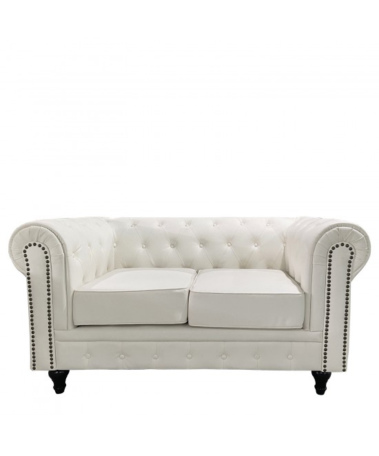 Καναπές Διθέσιος ArteLibre AVERY Λευκό PU 155x90x73cm