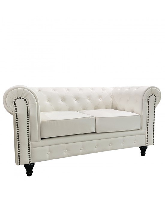 Καναπές Διθέσιος ArteLibre AVERY Λευκό PU 155x90x73cm