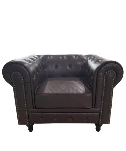 Πολυθρόνα ArteLibre AVERY Σκούρο Καφέ PU 100x90x73cm