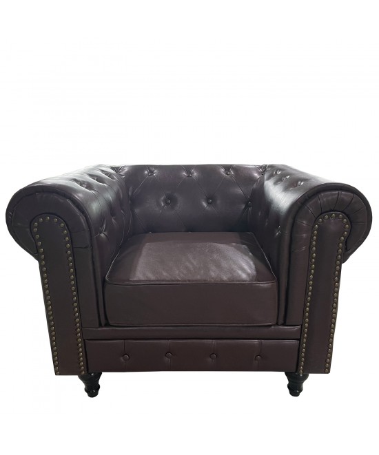 Πολυθρόνα ArteLibre AVERY Σκούρο Καφέ PU 100x90x73cm