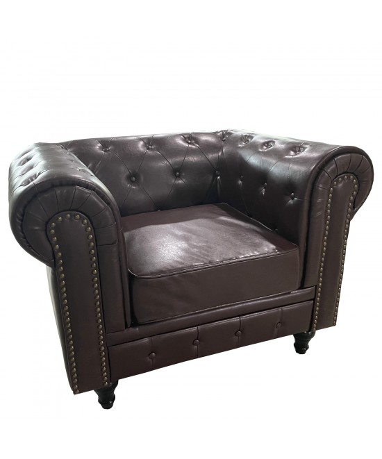 Πολυθρόνα ArteLibre AVERY Σκούρο Καφέ PU 100x90x73cm