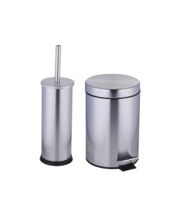 Κάδος Πεντάλ 3L και Βούρτσα Τουαλέτας Ανοξείδωτο Ατσάλι 2Τμχ