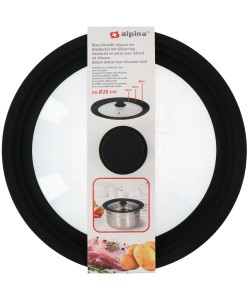 Καπάκι Κατσαρόλας Γυάλινο Με Σιλικόνη 28cm ALPINA