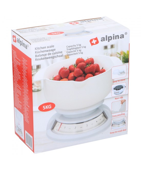 Ζυγαριά Κουζίνας 5kg Λευκή ALPINA