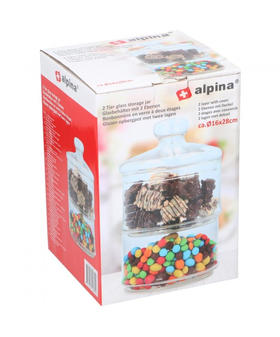 Γυάλινο Βάζο Αποθήκευσης 2 Επιπέδων 16x28cm ALPINA