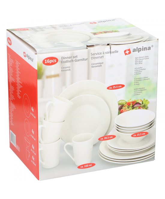 Σετ Δείπνου 16Τμχ Κεραμικό ALPINA