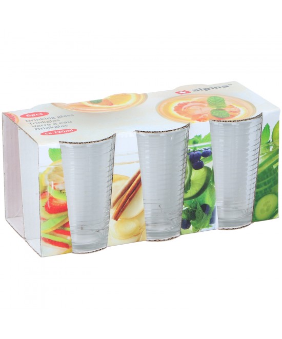 Ποτήρια Ποτού 220ml Γυάλινα 6Τμχ ALPINA