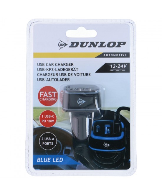 Φορτιστής Αυτοκινήτου 2xUSB A + USB C DUNLOP Φορτιστής Αυτοκινήτου 2xUSB A + USB C DUNLOP