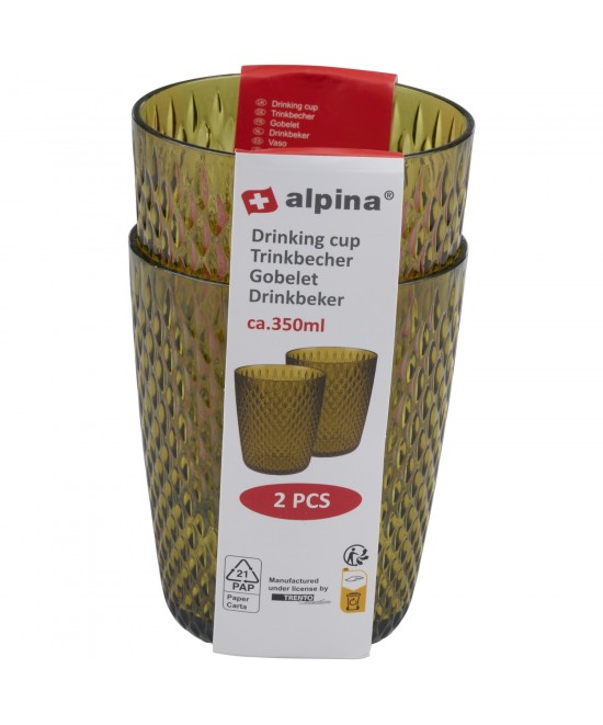 Ποτήρια 350ml Διάφανα/Πράσινα/Χρυσά 2Τμχ ALPINA