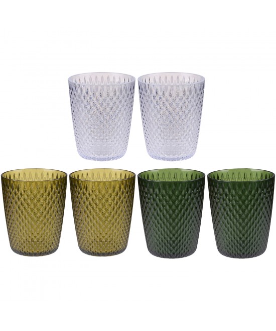 Ποτήρια 350ml Διάφανα/Πράσινα/Χρυσά 2Τμχ ALPINA