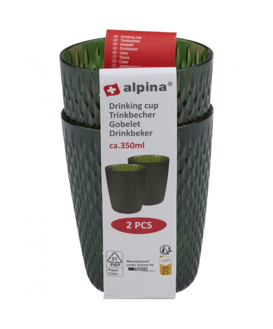Ποτήρια 350ml Διάφανα/Πράσινα/Χρυσά 2Τμχ ALPINA