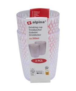 Ποτήρια 350ml Διάφανα/Πράσινα/Χρυσά 2Τμχ ALPINA