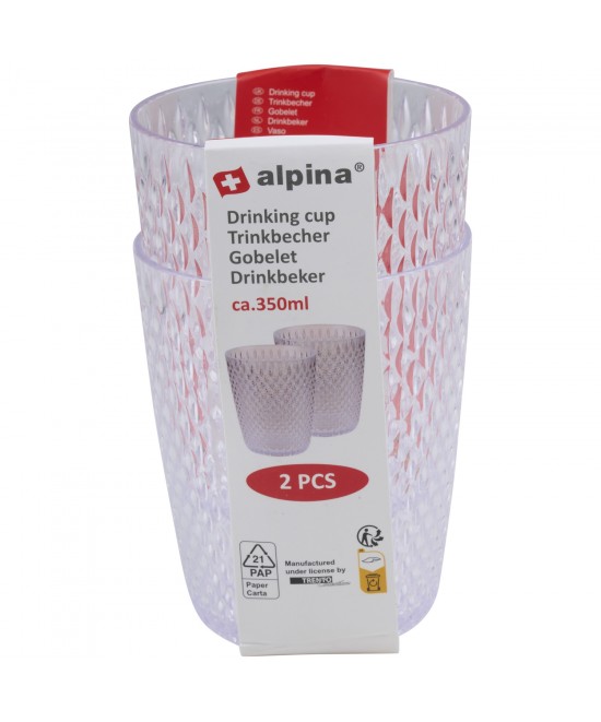 Ποτήρια 350ml Διάφανα/Πράσινα/Χρυσά 2Τμχ ALPINA