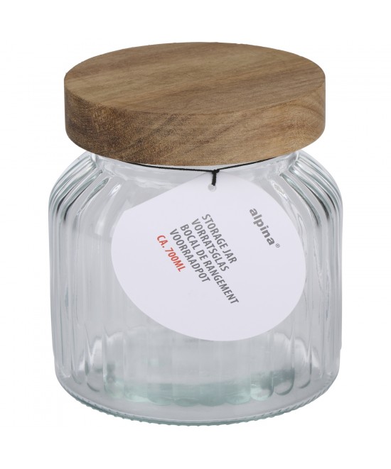 Βάζο Αποθήκευσης 700ml με Καπάκι Ξύλινο ALPINA