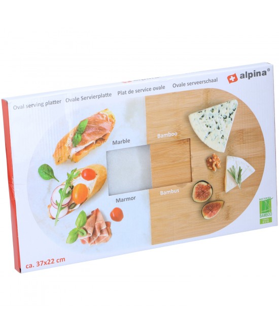 Οβάλ Δίσκος Σερβιρίσματος Μάρμαρο/Μπαμπού 37x22cm ALPINA Οβάλ Δίσκος Σερβιρίσματος Μάρμαρο/Μπαμπού 37x22cm ALPINA