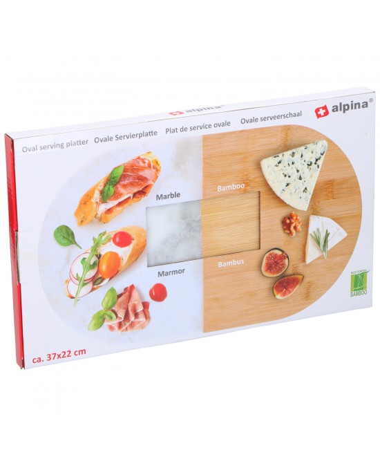 Οβάλ Δίσκος Σερβιρίσματος Μάρμαρο/Μπαμπού 37x22cm ALPINA Οβάλ Δίσκος Σερβιρίσματος Μάρμαρο/Μπαμπού 37x22cm ALPINA