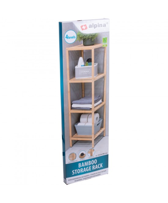 Ράφι Μπάνιου 4 Επιπέδων Μπαμπού ALPINA Ράφι Μπάνιου 4 Επιπέδων Μπαμπού ALPINA