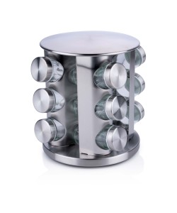 Βάση Μπαχαρικών Περιστρεφόμενη Ασημί Μεταλλική/Γυάλινη 19x23cm ALPINA