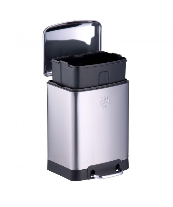 Κάδος Απορριμάτων 6lt Soft Close Ασημί DIRT DEVIL