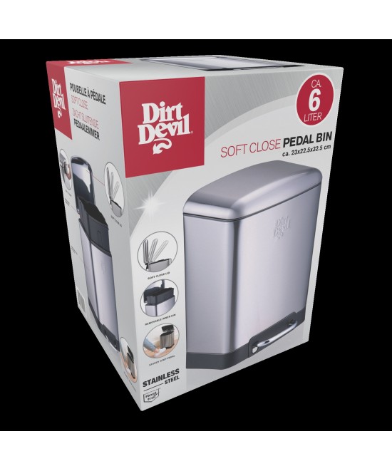 Κάδος Απορριμάτων 6lt Soft Close Ασημί DIRT DEVIL