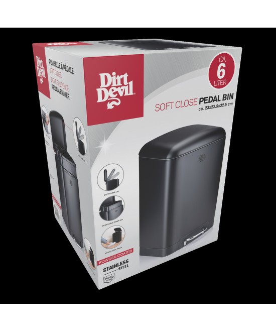 Κάδος Απορριμάτων 6lt Soft Close Μαύρο DIRT DEVIL