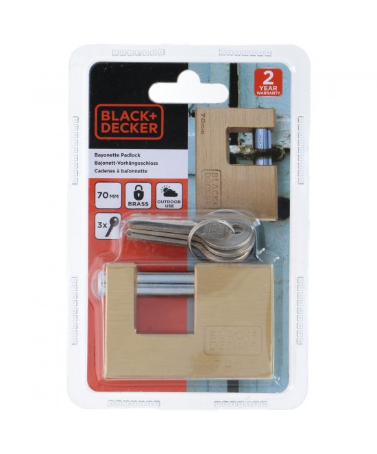 Λουκέτο Μπαγιονέτ 70mm Ορειχάλκινο BLACK+DECKER
