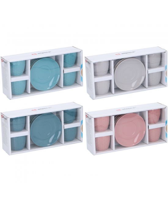 Σετ Φλιτζάνι & Πιατάκι 8Τμχ Σε 4 Χρώματα Espresso