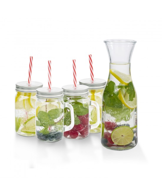 Σετ Καράφα 1L και Ποτήρια 420ml 4Τμχ ALPINA Σετ Καράφα 1L και Ποτήρια 420ml 4Τμχ ALPINA