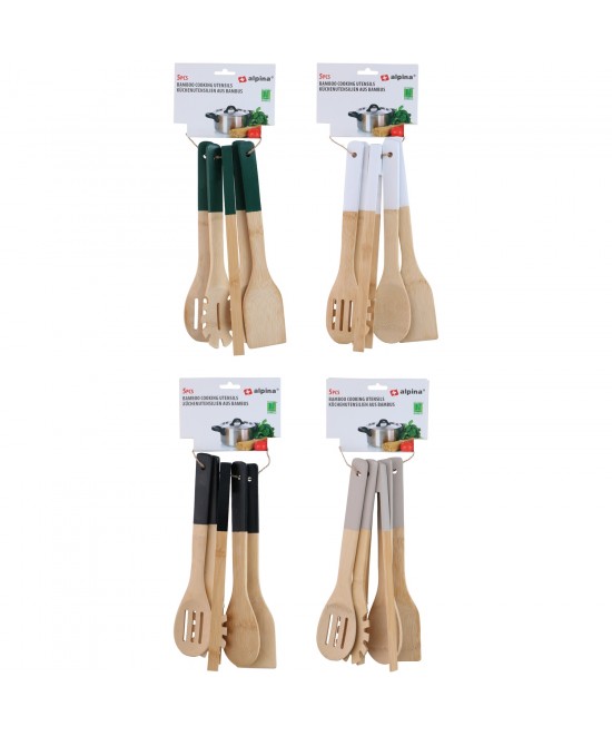 Σετ Μαγειρικών Σκευών Μπαμπού 5Τμχ Σε 4 Χρώματα ALPINA Σετ Μαγειρικών Σκευών Μπαμπού 5Τμχ Σε 4 Χρώματα ALPINA