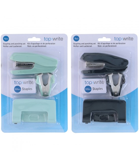 Σετ Συρραφής και Διάτρησης Μαύρο/Μέντα Πλαστικό/Μέταλλο 4Τμχ Σετ Συρραφής και Διάτρησης Μαύρο/Μέντα Πλαστικό/Μέταλλο 4Τμχ