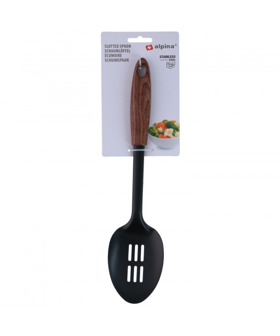Κουτάλα με Σχέδιο Μαύρο Ανοξείδωτο Ατσάλι/Ξύλο 30.5cm ALPINA