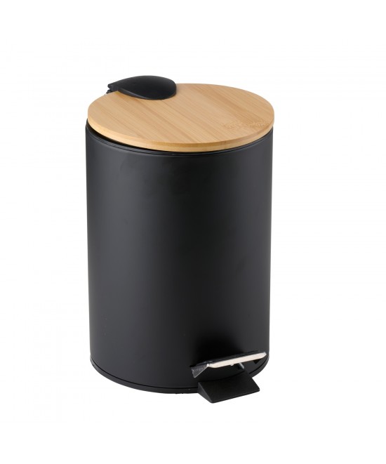 Κάδος Μπάνιου Πεντάλ Μαύρο/Λευκό Με Καπάκι Μπαμπού Σε 2 Χρώματα